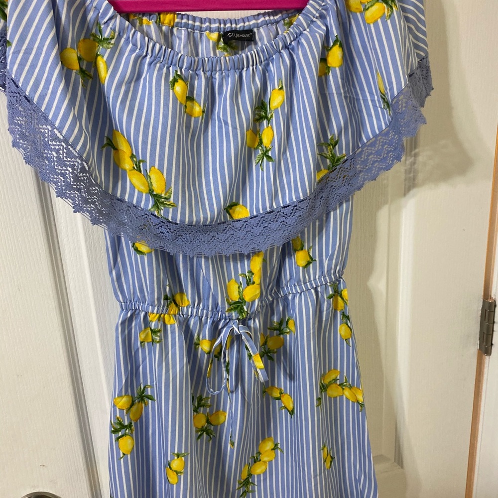Off the shoulder lemon dress